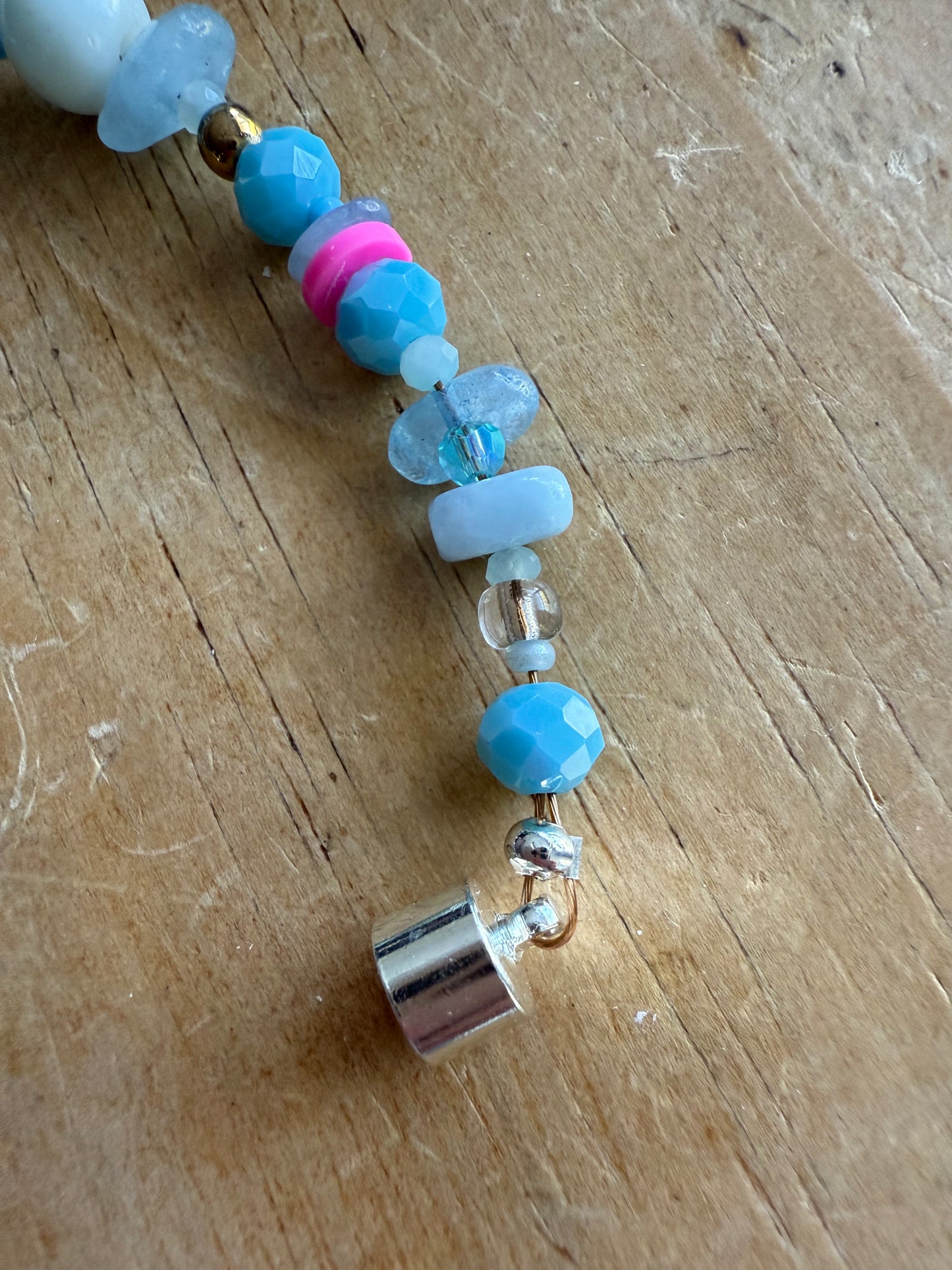 Blue and Pink Flower Bracelet
